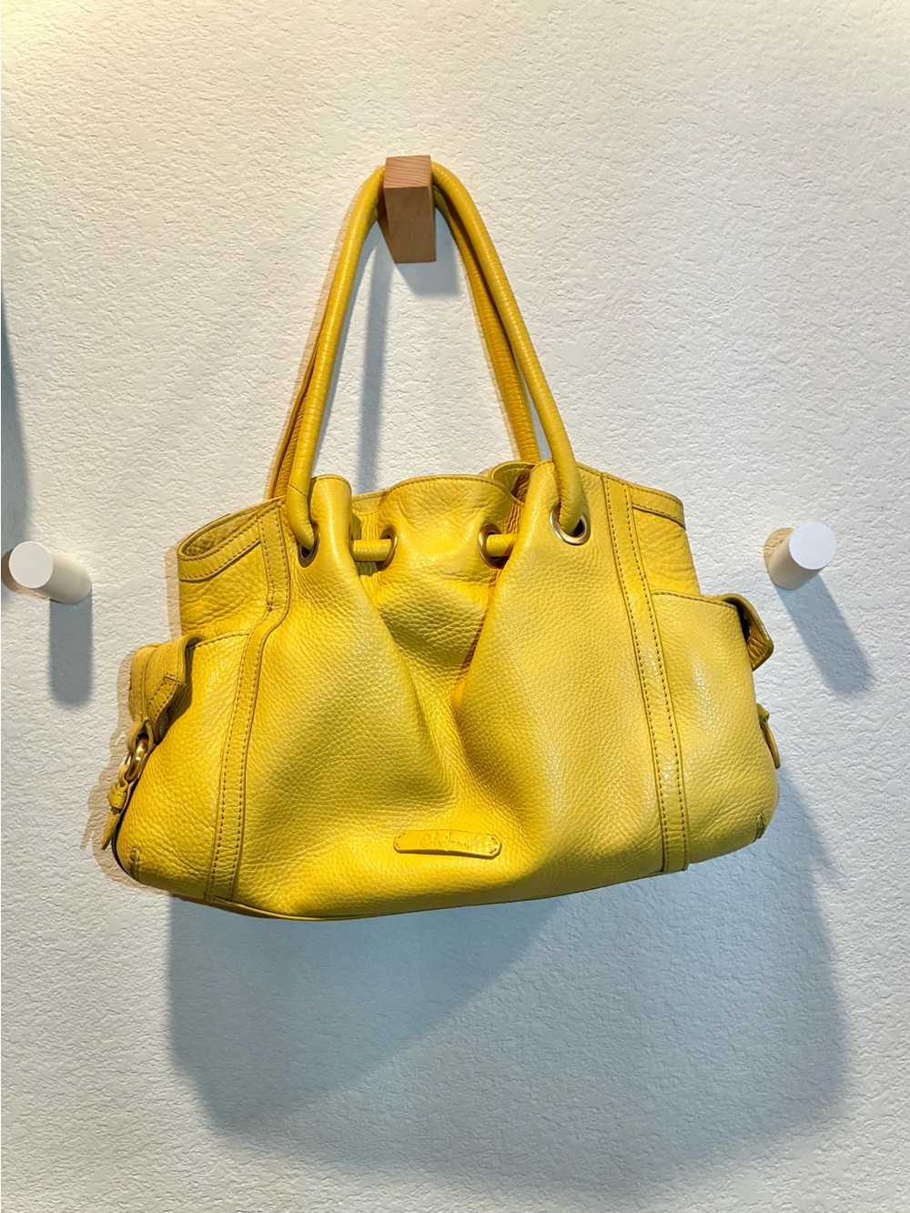 Cole Haan Yellow Leather Hobo Shoulder Bag